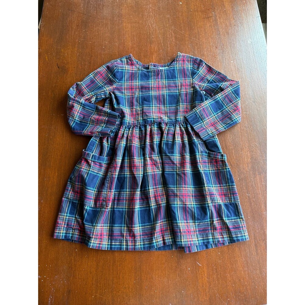 Hanna Andersson plaid button back girls dress with pockets
